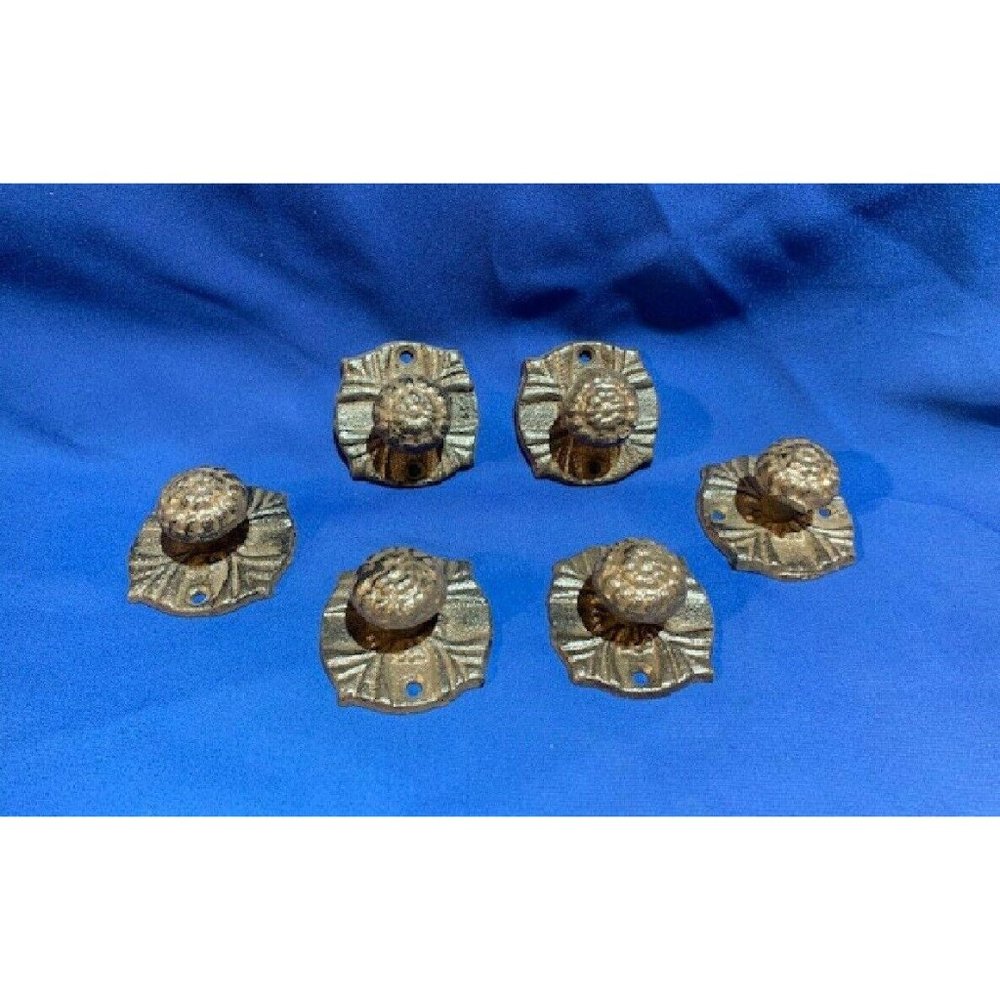 Six (6) Drawer Pulls Vintage Cast Iron Drawer Knob 2 1/4" wide Base 0170-0062